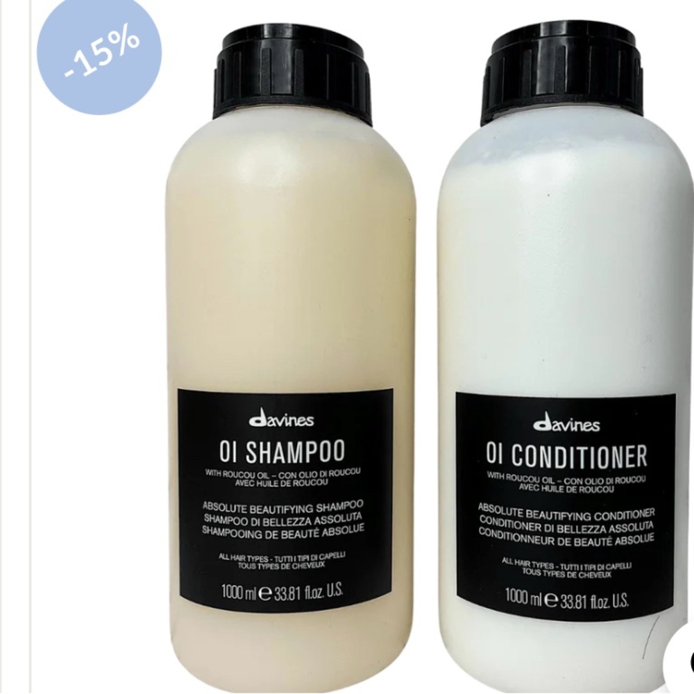 Davines OI Shampoo and Conditioner Set - Black and Cream